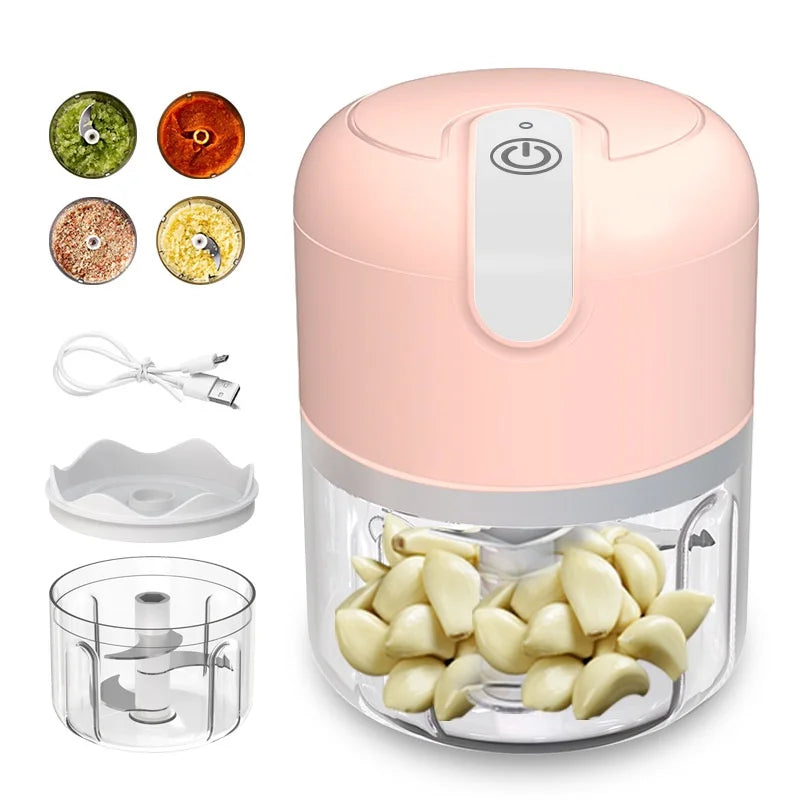 Mini Processador de Alimentos Elétrico Portátil 3 Lâminas USB 250 ml Bivolt