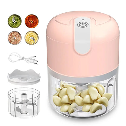 Mini Processador de Alimentos Elétrico Portátil 3 Lâminas USB 250 ml Bivolt